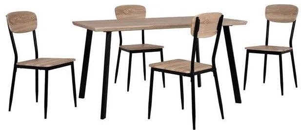 Σετ τραπεζαρίας C10345 5τμχ με SONAMA Επιφάνειες και Μαύρα Πόδια 140x80x76εκ.