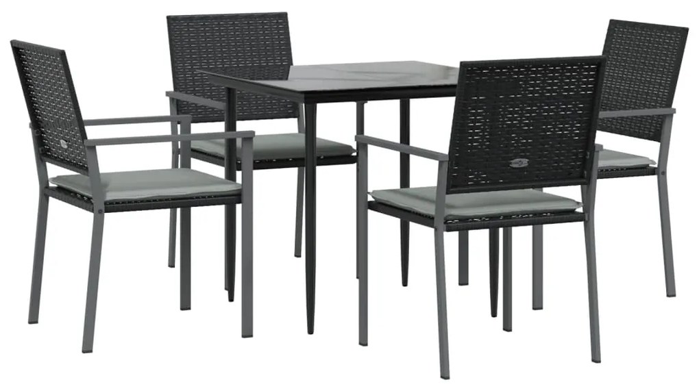 vidaXL Σετ Τραπεζαρίας Κήπου 5 τεμ. Συνθ. Ρατάν / Ατσάλι με Μαξιλάρια