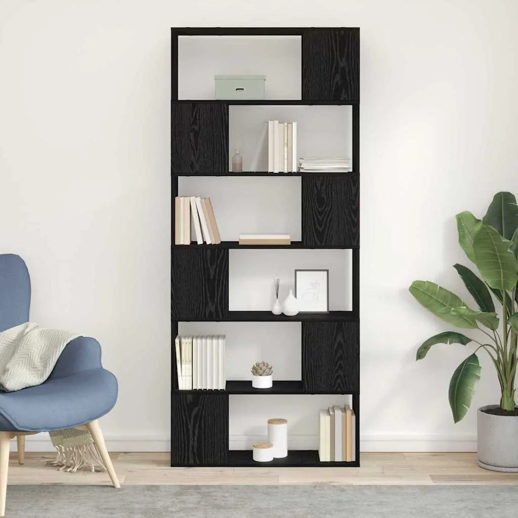 vidaXL Κέντρο ψυχαγωγίας Μαύρο 80 x 24 x 186 cm Επεξεργασμένο ξύλο