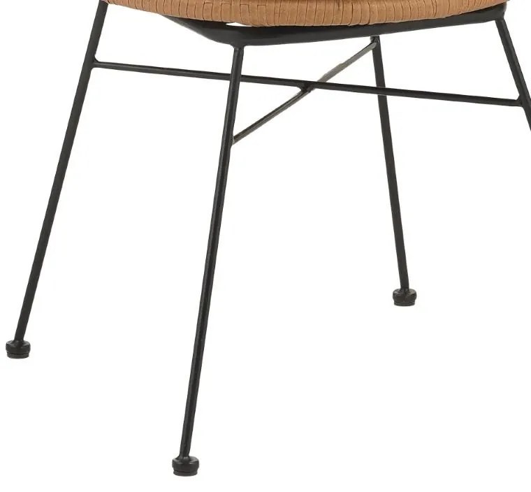 Καρέκλα - Πολυθρόνα Felicia rattan φυσικό-μεταλλικό μαύρο πόδι Φ60x81 εκ. 60x60x81 εκ.