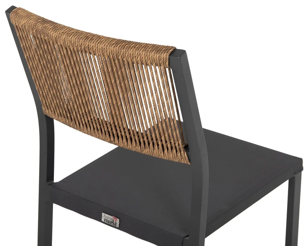 Καρέκλα C5921.01 Αλουμινίου Ανθρακί με Rattan και Textline 46x55,5x83Υ εκ. 46x55.5x83 εκ.