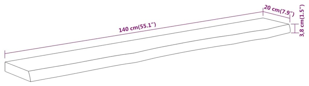 Ράφι Επιτοίχιο Ορθ. Live Edge 140x20x3,8 εκ. Μασίφ Ξύλο Ακακίας - Καφέ