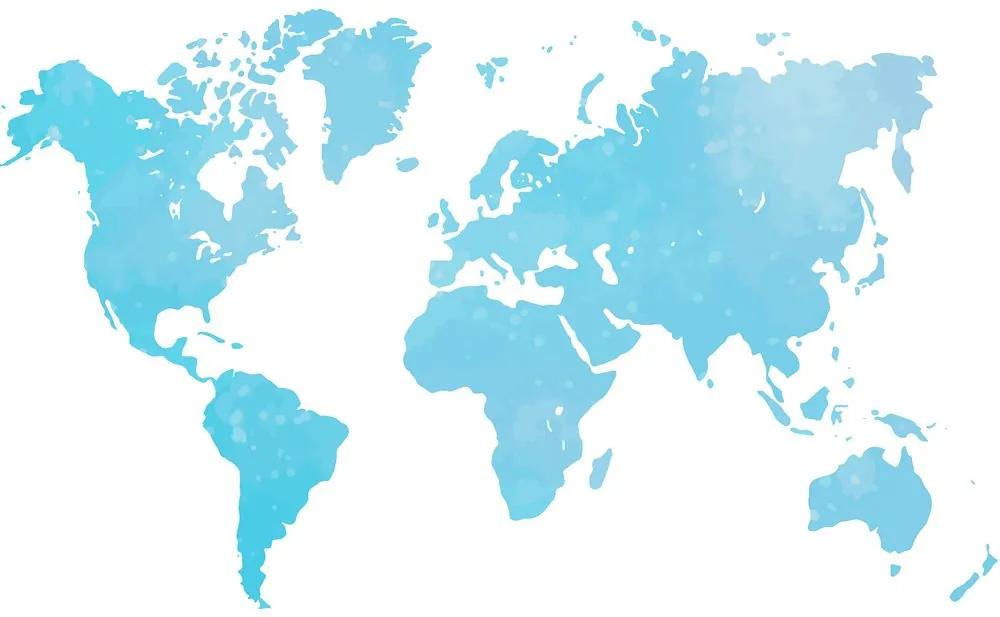 Εικόνα στον παγκόσμιο χάρτη φελλού σε μπλε απόχρωση - 90x60  wooden