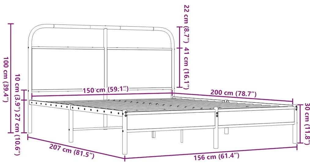 Πλαίσιο Κρεβατιού Χωρ. Στρώμα Καφέ Δρυς 150x200εκ. Επ. Ξύλο - Καφέ