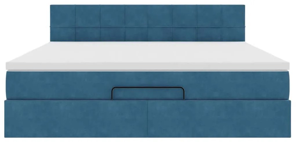 vidaXL Οθωμανικό κρεβάτι με στρώμα σκούρο μπλε 180x200cm Velvet