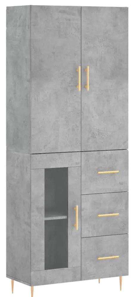 vidaXL Ντουλάπι Γκρι Σκυροδέματος 69,5x34x180 εκ. Επεξεργασμένο Ξύλο