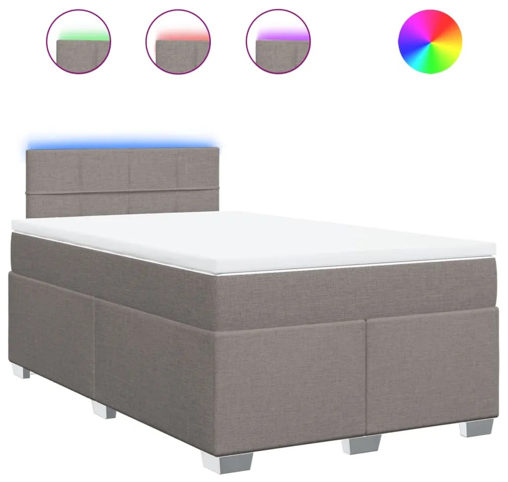 vidaXL Κρεβάτι Boxspring με Στρώμα Taupe 120x190 εκ. Υφασμάτινο