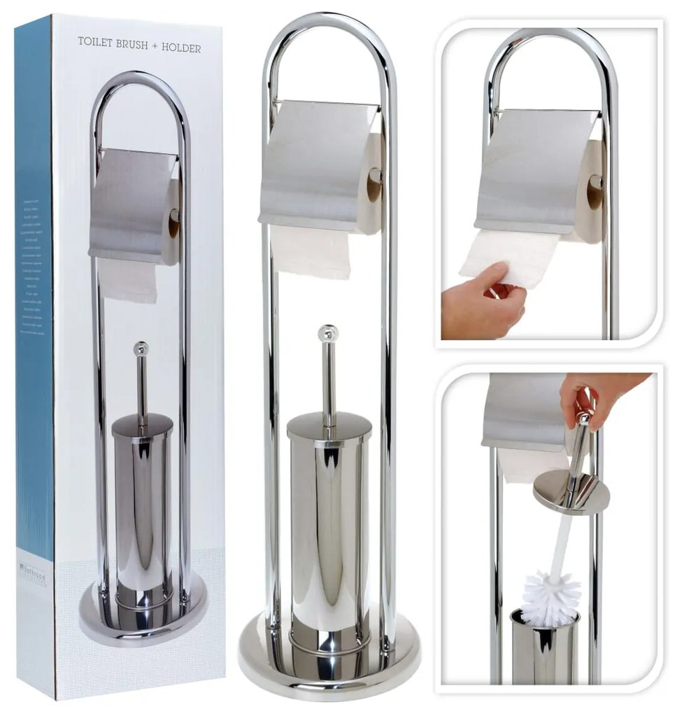 Bathroom Solutions 424363 Toilet Paper/Brush Holder Stainless Steel Silver