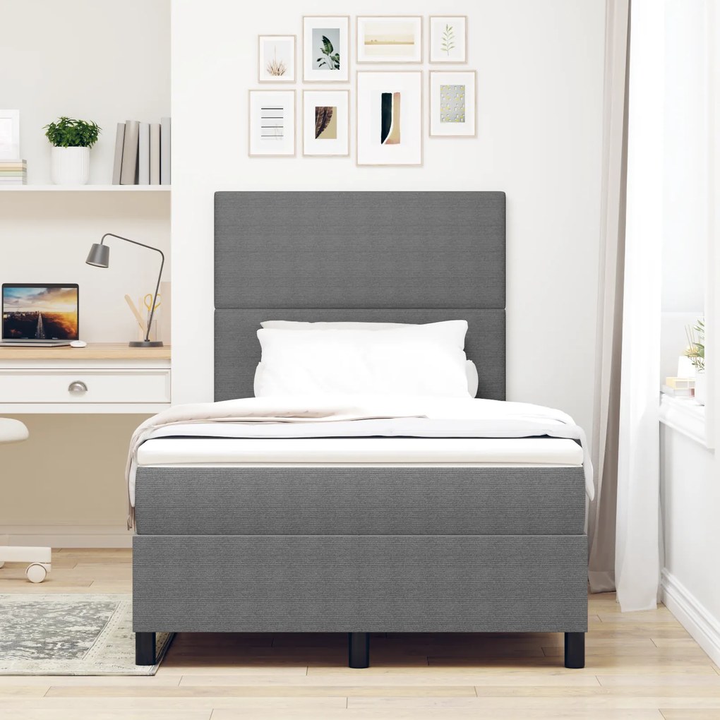 vidaXL Κρεβάτι με ελατήρια Απαλό Γκρι,Λευκό 203 x 120 x 128 εκ Βελούδο