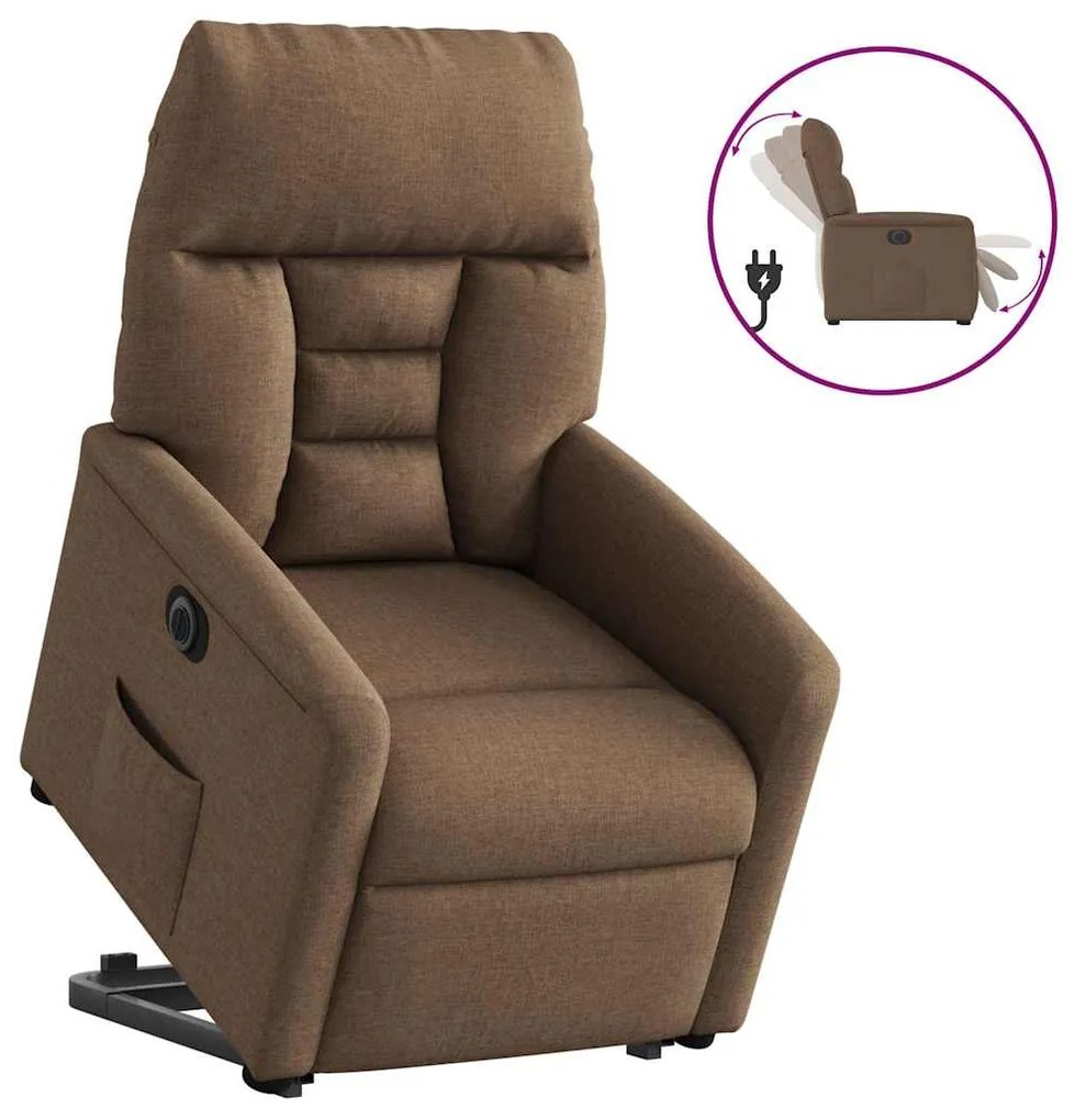 vidaXL Πολυθρόνα Ηλεκτρική Ανακλινόμενη Ανύψωση Σκ. Καφέ Υφασμάτινη