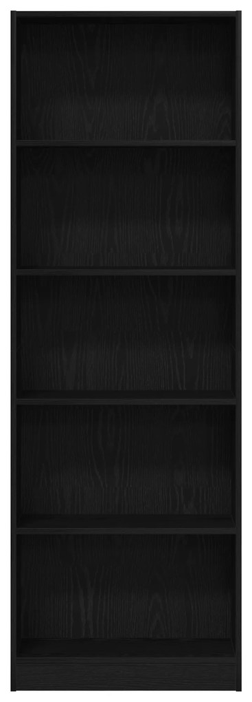 vidaXL Μαύρη Δρύινη Βιβλιοθήκη - 60x24x176 εκ
