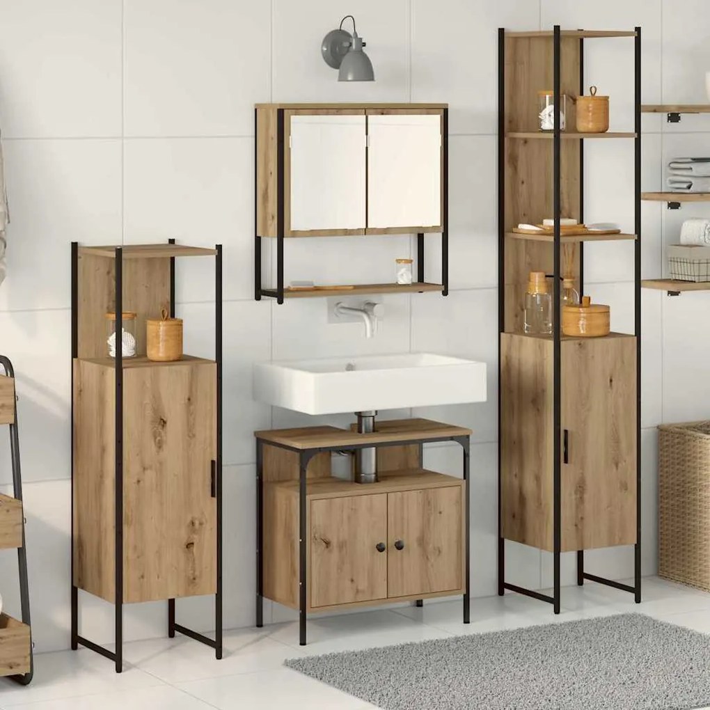 vidaXL σετ επίπλων μπάνιου 4 τεμαχίων σε Artisan Oak