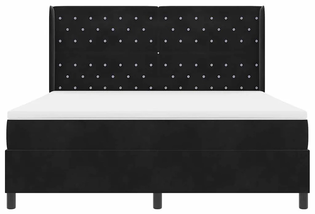 vidaXL Κρεβάτι με ελατήρια με κεφαλάρι Μαύρο 180 x 200 cm Βελούδο