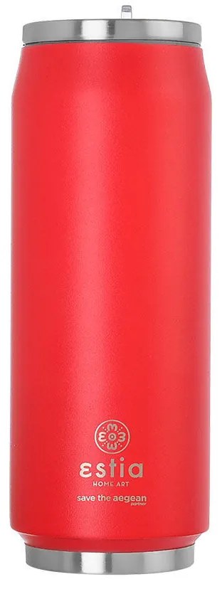 Ποτήρι Θερμός με Καλαμάκι 500ml ESTIA Save the Aegean Red Matte 01-9854