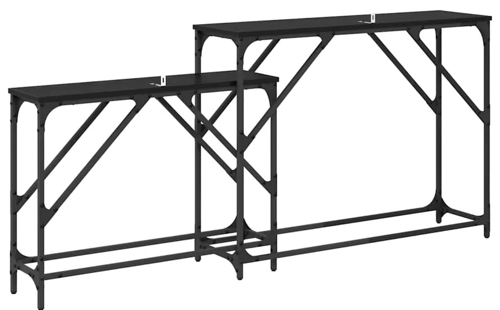vidaXL Τραπέζι κονσόλας 2 pcs Μαύρη Οξυά 100 x 28 x 75 εκ.