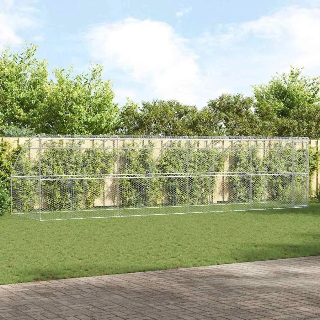 vidaXL Κλουβί Σκύλου με αποθήκευση 4 pcs Ασημί 8 x 2 x 2 m Ατσάλι