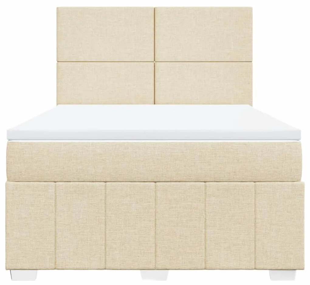 vidaXL Κρεβάτι Boxspring με Στρώμα Κρεμ 140x200 εκ. Υφασμάτινο