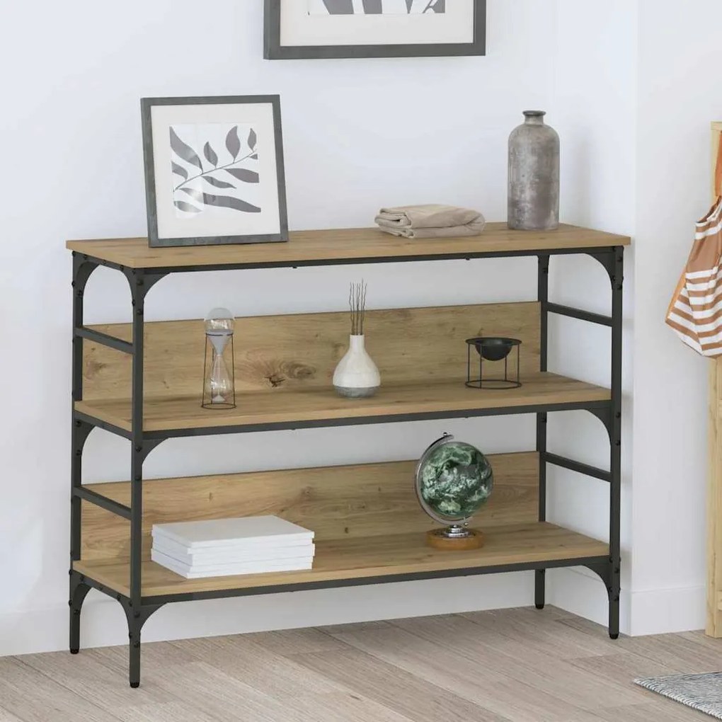 vidaXL Τραπέζι κονσόλας με ράφι artisan δρυς 100 x 32 x 75 εκ