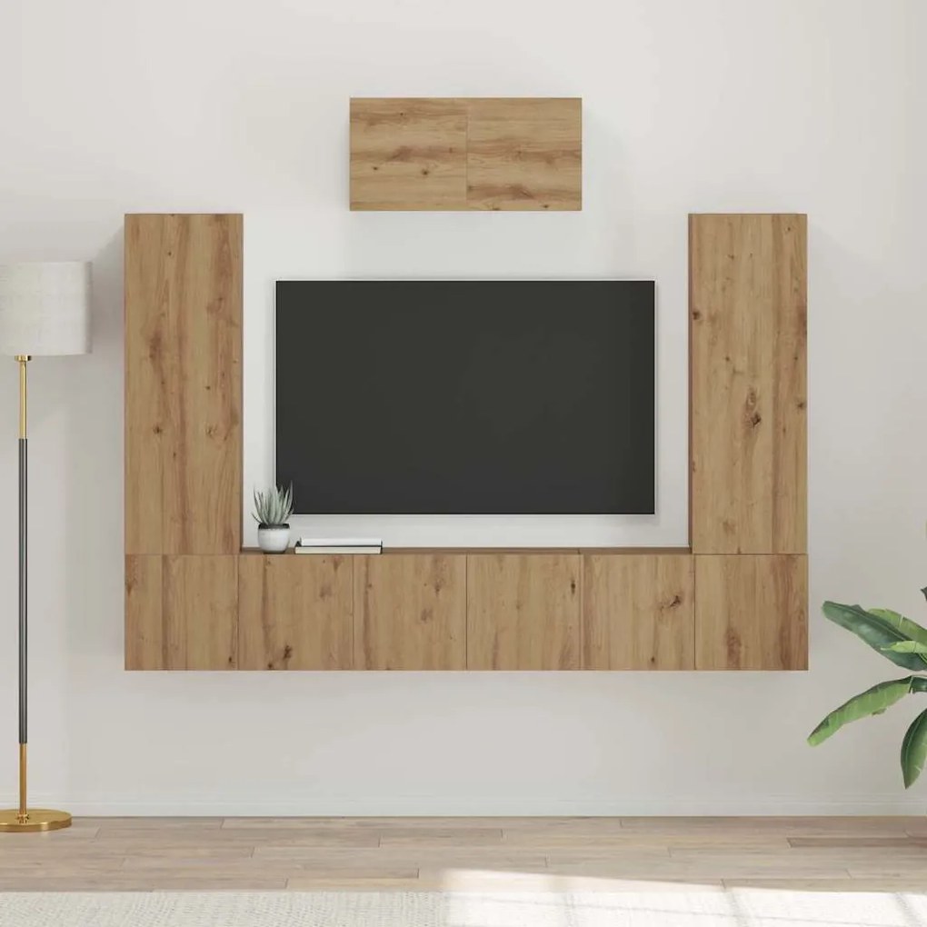 vidaXL Σετ επίπλου τηλεόρασης 7 pcs artisan δρυς 180 x 30 x 120 εκ