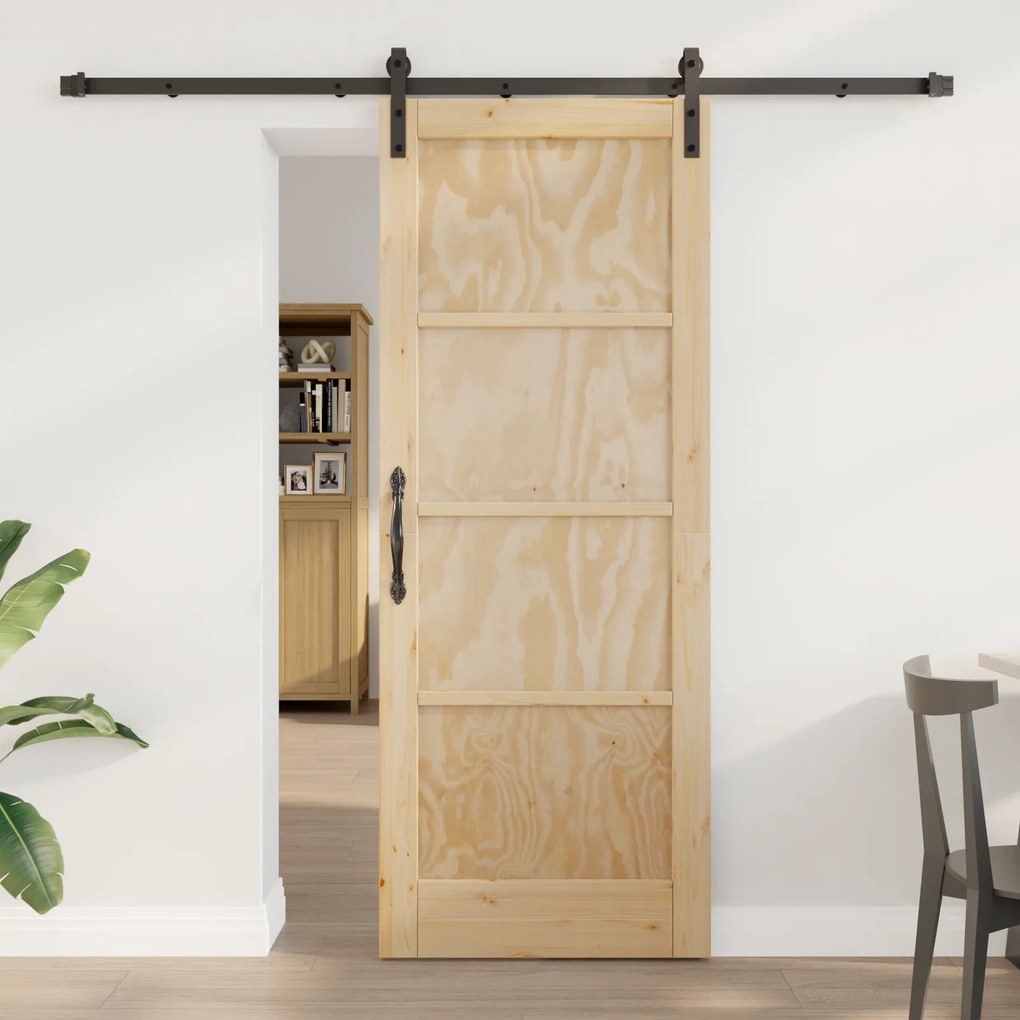 vidaXL Σύροντα πόρτα με σετ εξαρτημάτων 78x202 εκ. Μασίφ ξύλο πεύκου