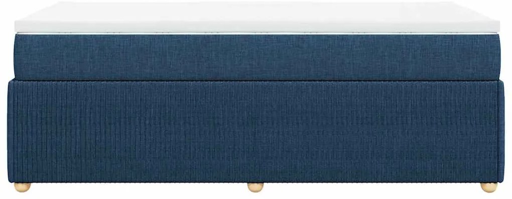 vidaXL Κρεβάτι Boxspring με Στρώμα Μπλε 90x200 εκ.Υφασμάτινο