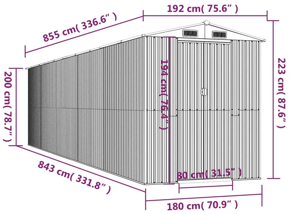 ΑΠΟΘΗΚΗ ΚΗΠΟΥ ΑΝΟΙΧΤΟ ΓΚΡΙ 192X855X223 ΕΚ. ΓΑΛΒΑΝΙΣΜΕΝΟ ΑΤΣΑΛΙ 3147446