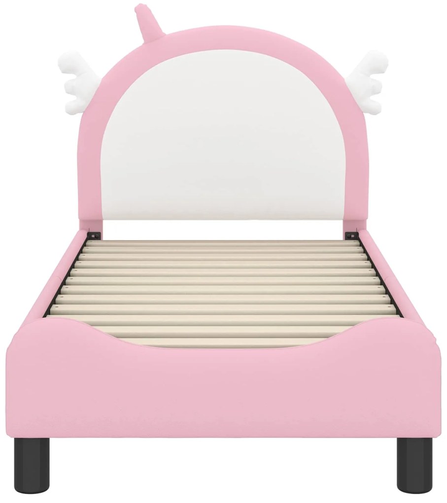 vidaXL Κρεβατική βάση για παιδιά με προσκέφαλο Ροζ 70 x 140 cm PU