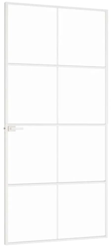 vidaXL Εσωτερική Πόρτα Λευκή 93x201,5 εκ. Ψημένο Γυαλί&Λεπτό Αλουμίνιο