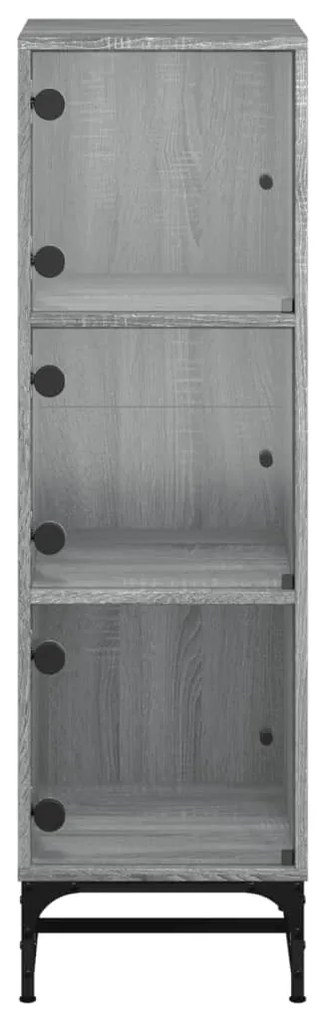 vidaXL Ντουλάπι Γκρι Sonoma 35x37x120 εκ. με Γυάλινες Πόρτες