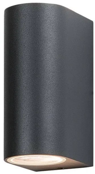 Απλίκα Φωτιστικό Τοίχου 2xGU10 15W IP54 Σκούρο Γκρι E122 Zambelis-E122-Ανθρακί E122