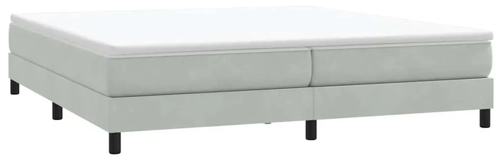 Κρεβάτι Boxspring με Στρώμα Ανοιχτό Γκρι 180x210 εκ. Βελούδινο - Γκρι