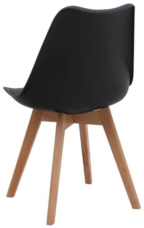 Καρέκλα τραπεζαρίας Viva Megapap PP - PU μαύρο - ξύλινο φυσικό πόδι 48,5x54x80εκ.