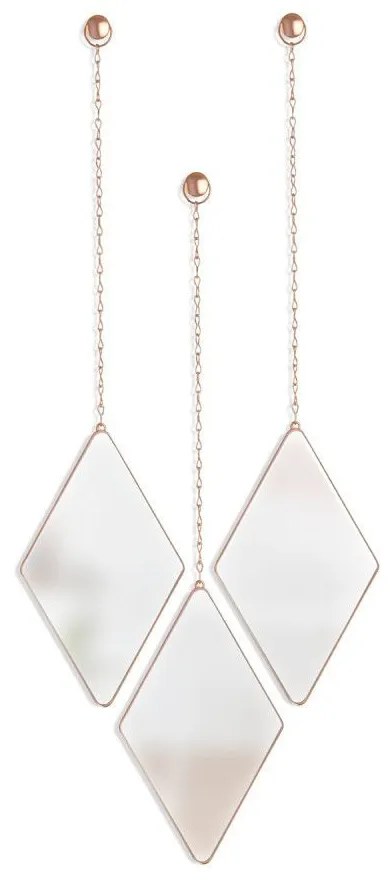Καθρέπτες Τοίχου Dima Diamond Σετ 3τμχ 358777-880 Copper Umbra Metal