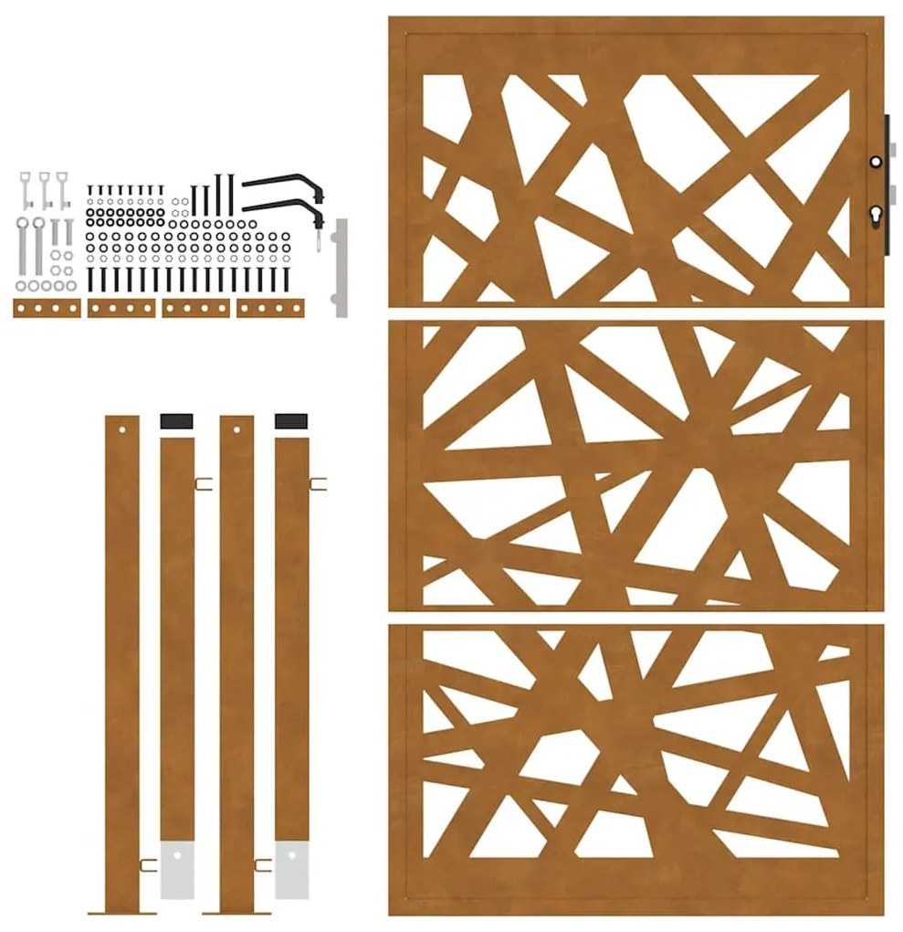 vidaXL Πύλη κήπου 105x155 cm από καιρικό χάλυβα Light Design