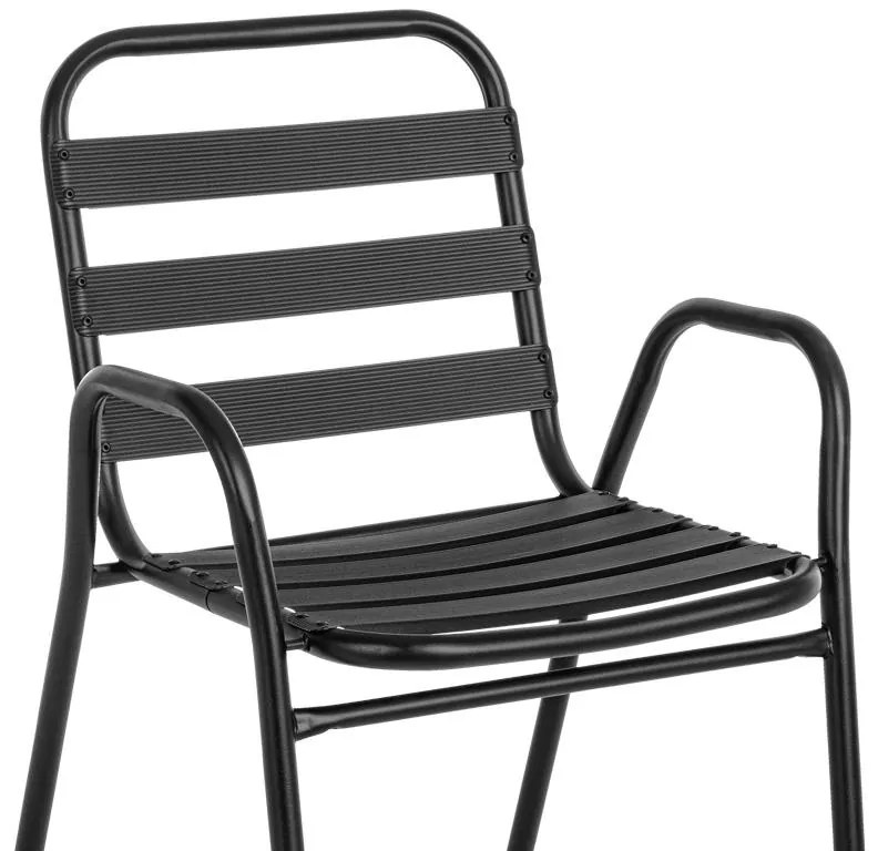 Σετ κήπου - Τραπεζαρία Sussie - Ensure 5 τεμ. μέταλλο - γυαλί μαύρο 140x80x70 εκ. 140x80x70 εκ.