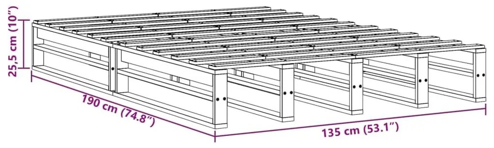 Σκελετός Κρεβ. Χωρίς Στρώμα Καφέ Κεριού 135x190 εκ Μασίφ Πεύκο - Καφέ