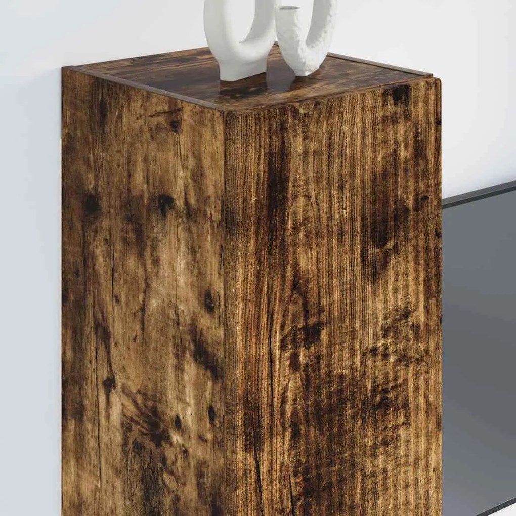 vidaXL Ντουλάπι Τηλεόρασης Τοίχου 2 pcs Καπνιστό Δρύς 30 x 31 x 80 εκ.