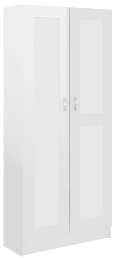 Βιβλιοθήκη Γυαλιστερό Λευκό 82,5 x 30,5 x 185,5 εκ. Επεξ. Ξύλο - Λευκό