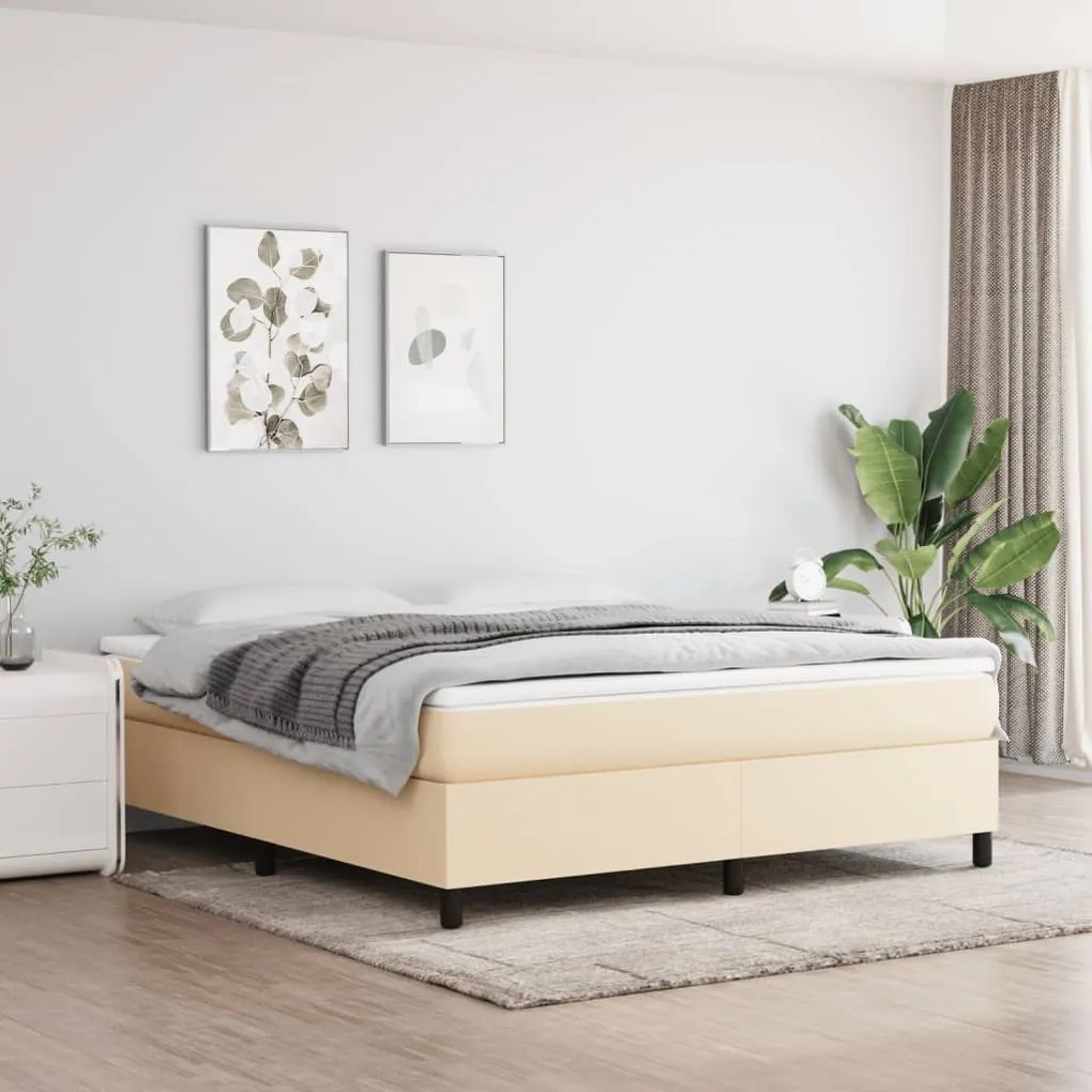 vidaXL Πλαίσιο Κρεβατιού Boxspring Κρεμ 180x200 εκ. Υφασμάτινο