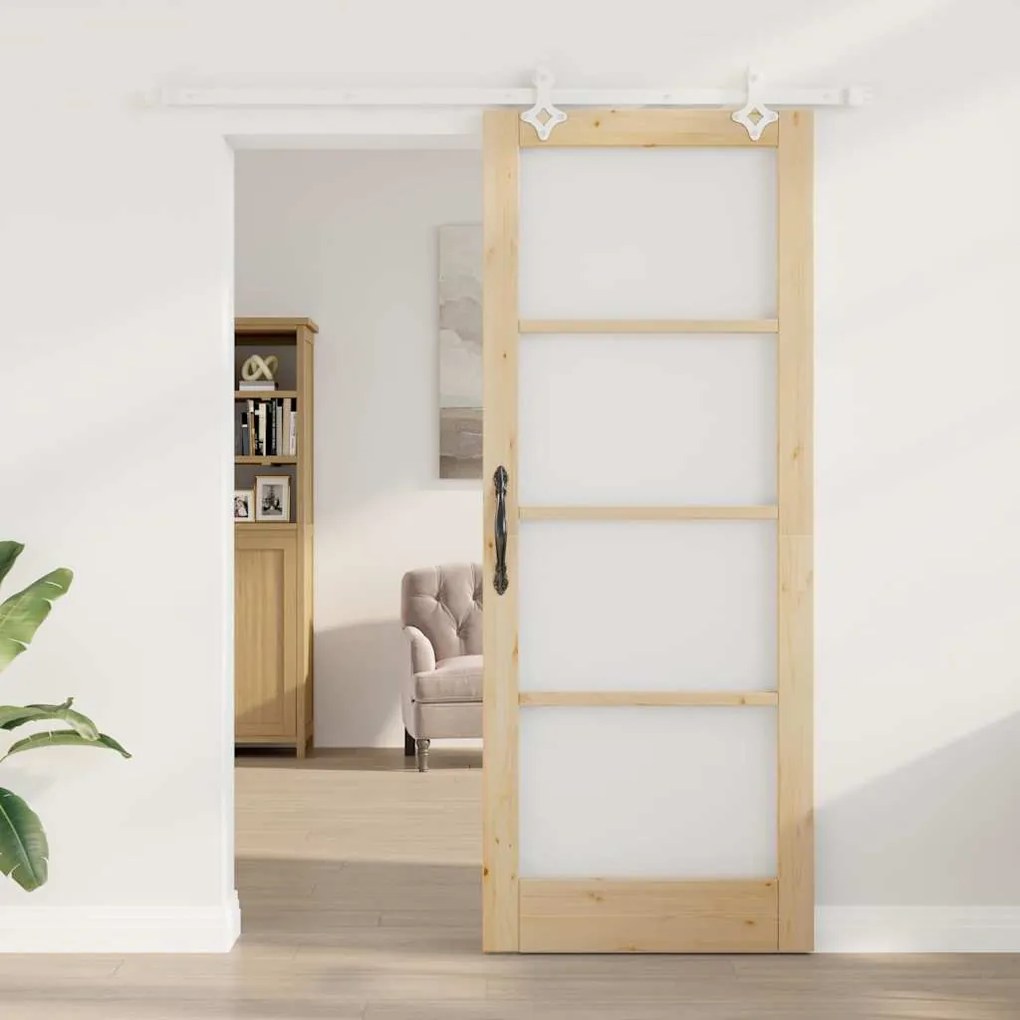 vidaXL Συρόμενη Πόρτα Καφέ 83 x 211 εκ. Ξύλο και μέταλλο