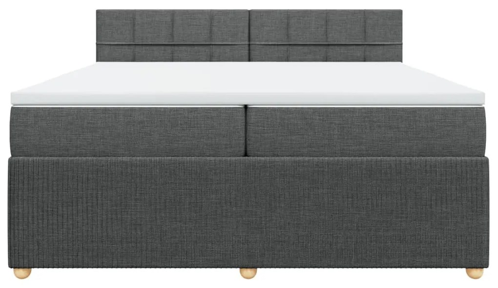 vidaXL Κρεβάτι Boxspring με Στρώμα Σκούρο Γκρι 200x200 εκ. Υφασμάτινο