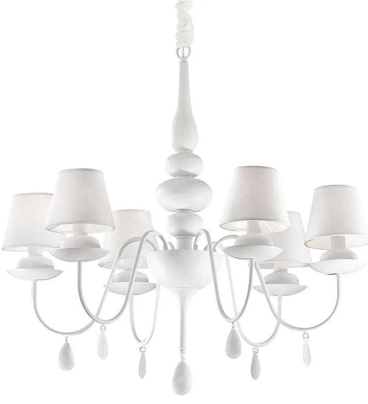 Φωτιστικό Οροφής-Πολυέλαιος Blanche 035581 78x80/186cm 6xE14 40W White Ideal Lux