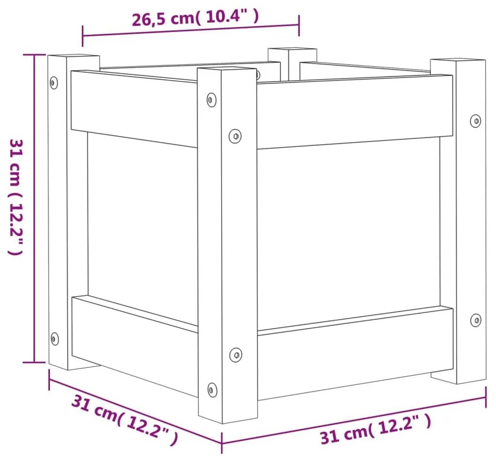 Ζαρντινιέρα 31 x 31 x 31 εκ. από Μασίφ Ξύλο Ψευδοτσούγκας - Καφέ