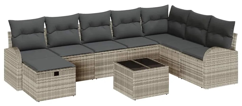 vidaXL Σετ Καναπέ Κήπου 9 pcs Ανοιχτό γκρι 289 x 179 x 85 εκ.