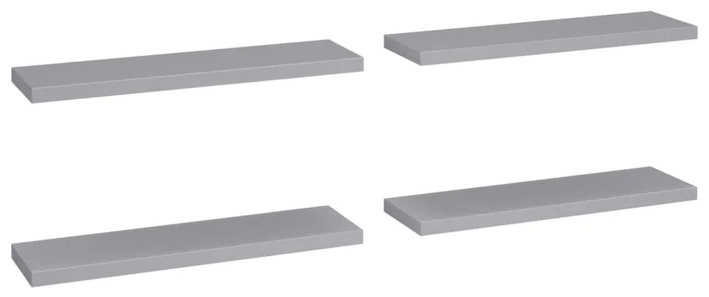 Ράφια Τοίχου 4 τεμ. Γκρι 90x23,5x3,8 εκ. MDF 323861