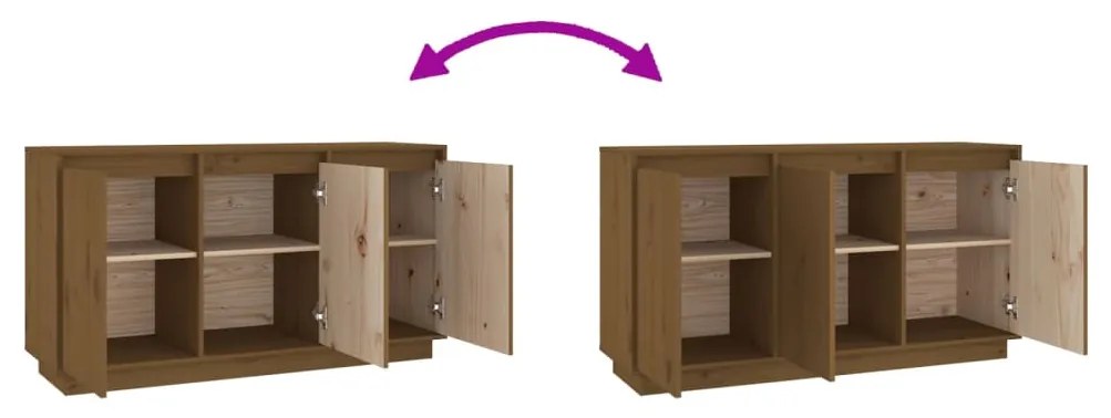 vidaXL Μπουφές με Συρτάρια Καφέ Μελί 111x34x60 εκ. Μασίφ Ξύλο Πεύκου