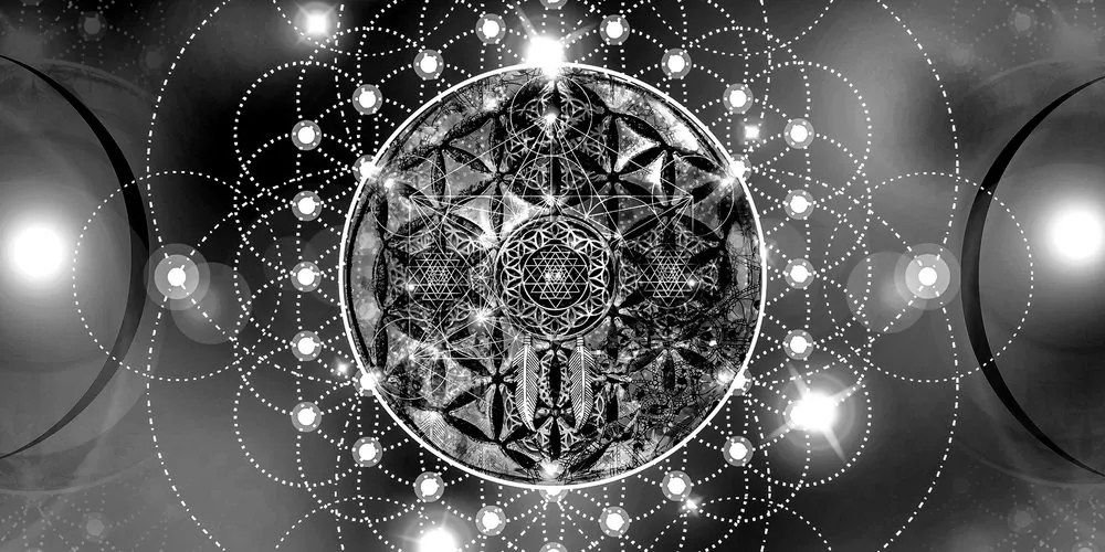 Εικόνα μαγευτική Mandala σε ασπρόμαυρο - 100x50