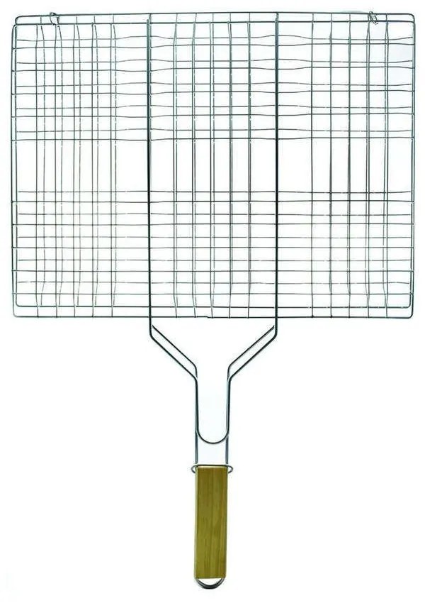 Σχάρα Ψησίματος Bbq Με Ξύλινη Λαβή 05-9489 49x30cm Silver Estia Metal