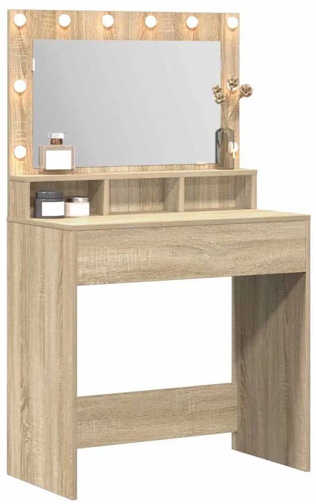 vidaXL Τραπέζι Μακιγιάζ με ράφι Sonoma Δρυς 79 x 41 x 135 cm