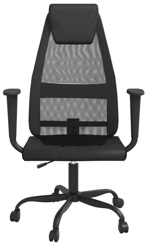 vidaXL Καρέκλα Γραφείου Ρυθμ. Ύψος Μαύρη Διχτυωτό Ύφασμα/Συνθ. Δέρμα